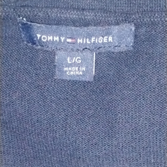 Tommy Hilfiger Navy & Gold Metallic Dot Sweater Sz L - Picture 2 of 9